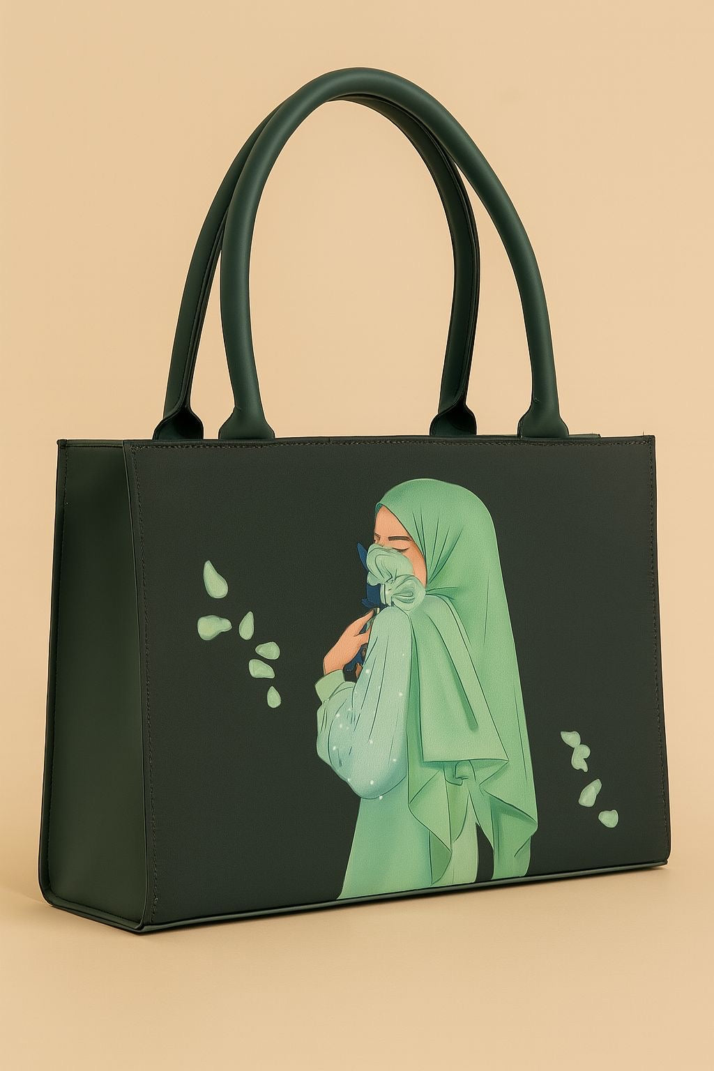Elegant Printed Tote Bag – Hijab Girl Art