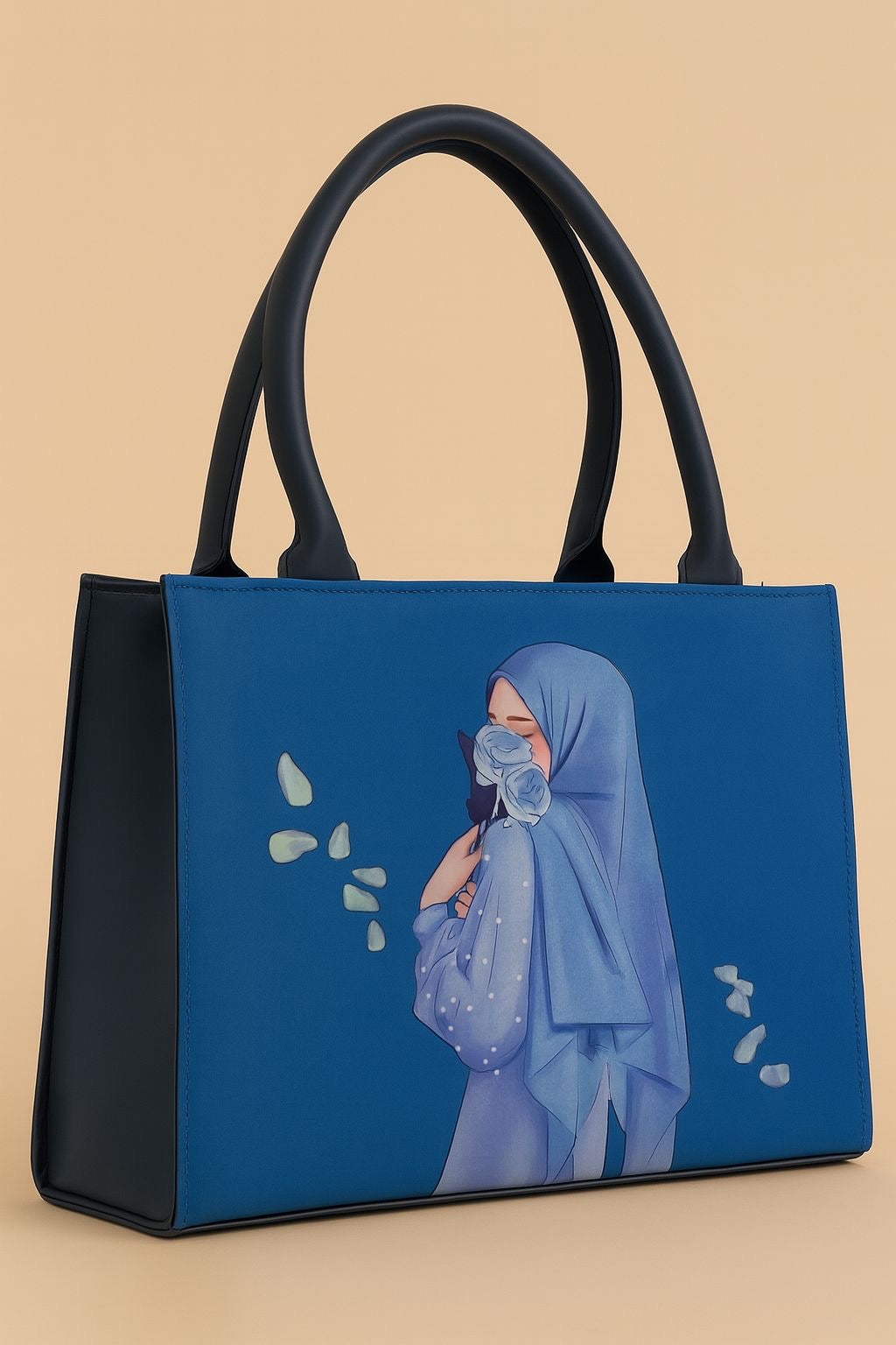 Elegant Printed Tote Bag – Hijab Girl Art