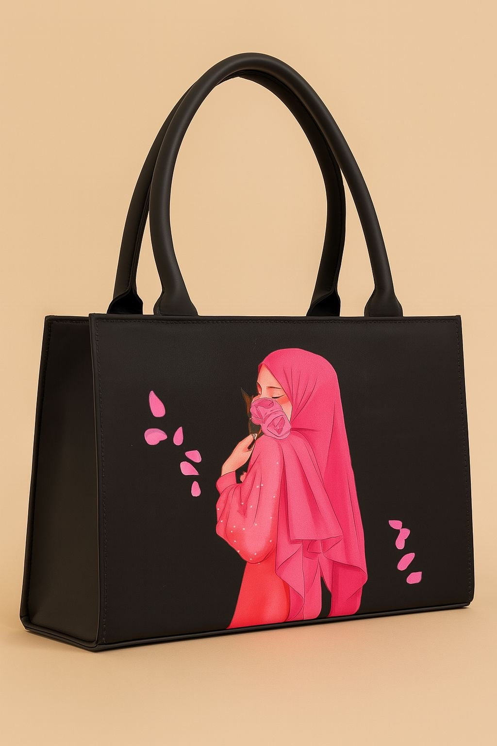 Elegant Printed Tote Bag – Hijab Girl Art