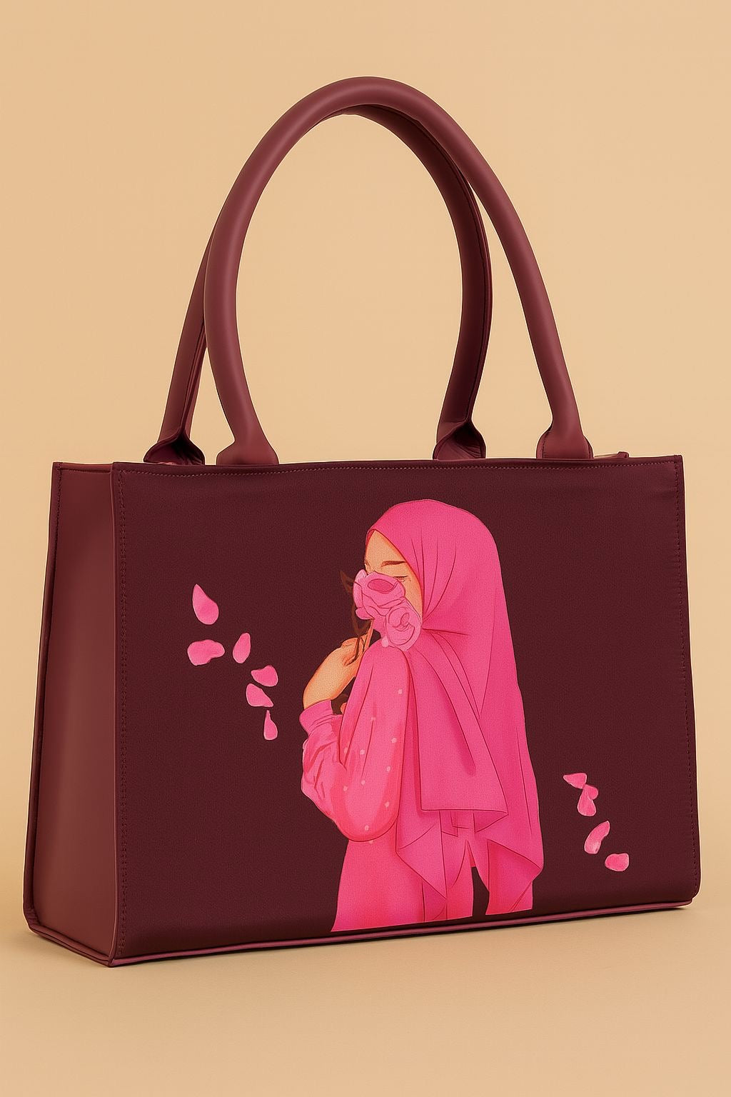 Elegant Printed Tote Bag – Hijab Girl Art