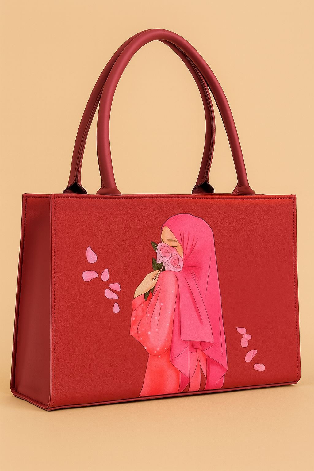 Elegant Printed Tote Bag – Hijab Girl Art