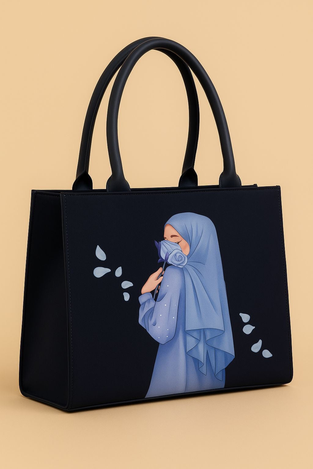 Elegant Printed Tote Bag – Hijab Girl Art