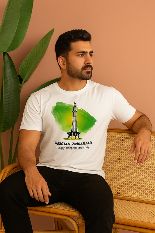 Men’s White T-Shirt – Pakistan Zindabad Independence Day Edition