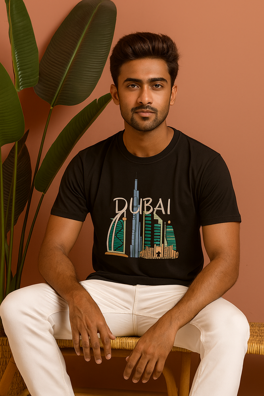 Dubai Skyline Graphic Tee – Black